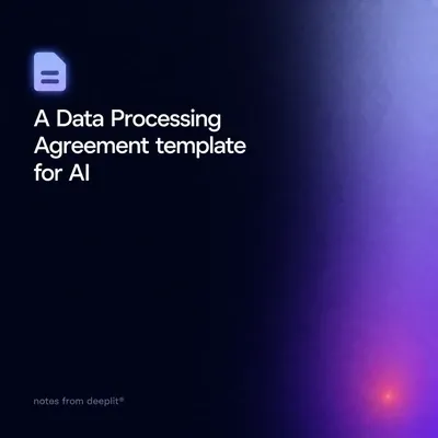 The same title card cropped square for the blog index: "A Data Processing Agreement template for AI" with the document icon